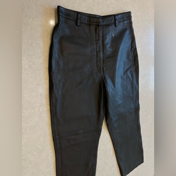 Reformation Veda Leather Cropped Pants In Black Size 12 - Picture 16 of 17